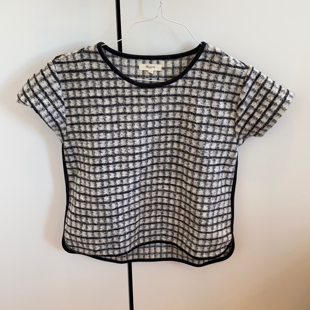 Madewell- brushed windowpane sweater top, size XS